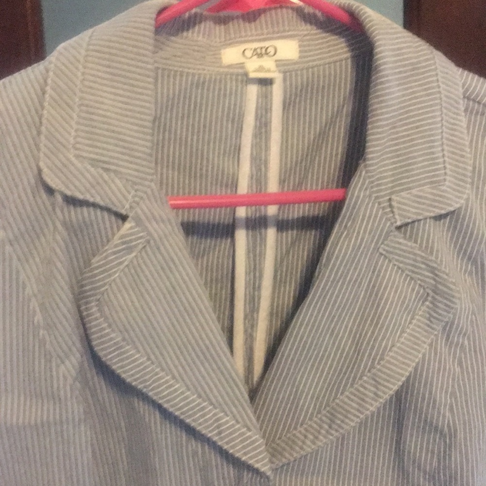 Cato Short Sleeve Blazer, XL, Blue & White Stripe, Nautical, Cute!